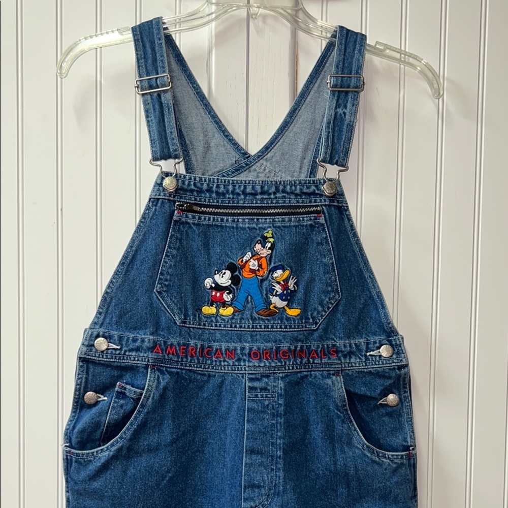 Disney Blue Denim Overalls with Mickey, Goofy & Donald Embroidery